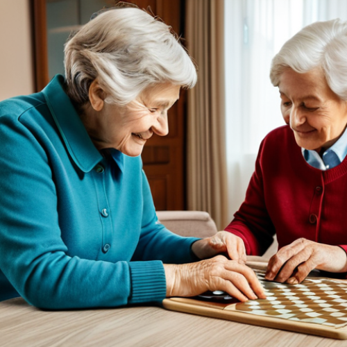 **

"A family-friendly scene depicting a professional caregiver, fully clothed in appropriate attire, assisting a senior woman with dementia in her cozy home. The caregiver is helping the woman with a cognitive stimulation exercise, like a puzzle or memory game. The room is filled with warm light and personal belongings, creating a comfortable and familiar atmosphere. Safe for work, perfect anatomy, natural proportions, professional setting, fully clothed, modest clothing, appropriate content."

**