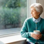 Home 14 치매관리사 고충과 해결 방안 - **Prompt:** A serene indoor scene depicting a female caregiver, appearing to be in her late 40s to e...